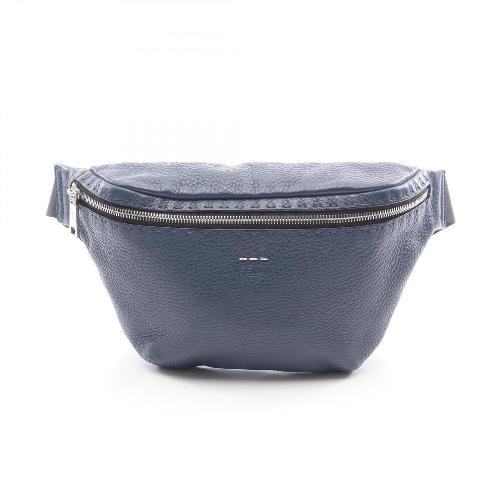 Fendi Selleria Waist Bag Body Leather Navy Blue